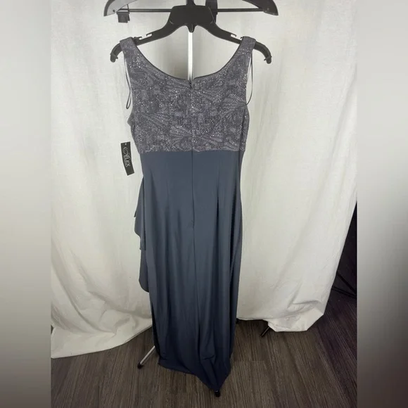 Alex Evenings Long Side Ruched Glitter Jacquard Knit Jersey Gown Size 6 NWT - Picture 9 of 16